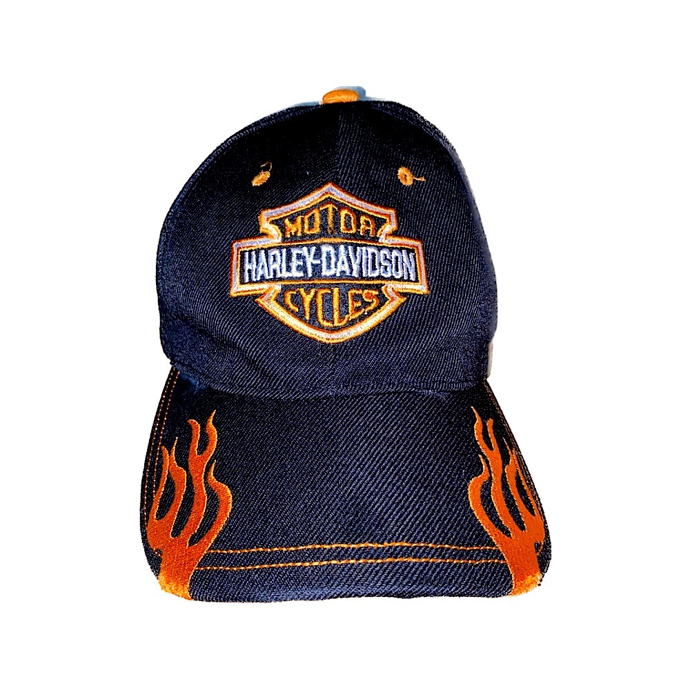 Harley Davidson Hat - Black/Orange - Fire Embroidery - Harley Davidson